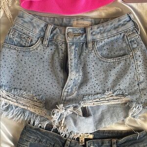 PacSun Light Blue Eyelet Denim Shorts